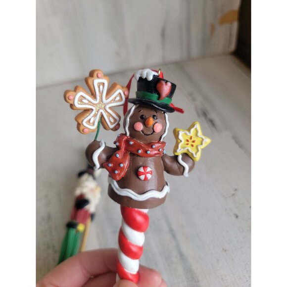 Long Santa Claus gingerbread peppermint candy ornament Xmas set - Picture 4 of 6